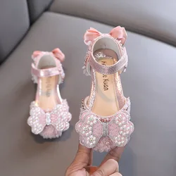 AINYFU Toddlers Girls Rhinestone Sandals Fashion Kids Glitter Bow Flats Princess Shoes Children's Non-slip Party Wedding Sandals