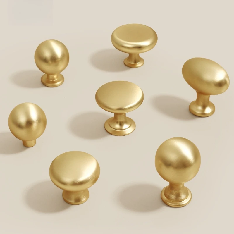 Bright Silver Single-Hole Knob Solid Aluminum Alloy Cabinet Door Handle Gold Drawer Pull Cabinet Small Handle Furniture Hardware