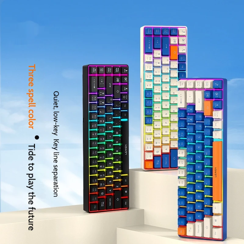 Wireless Gaming Keyboard 68-Key Rgb Dynamic Backlight Mute Keys Ergonomic Design Ultra-Low Latency Computer Gaming Office Home