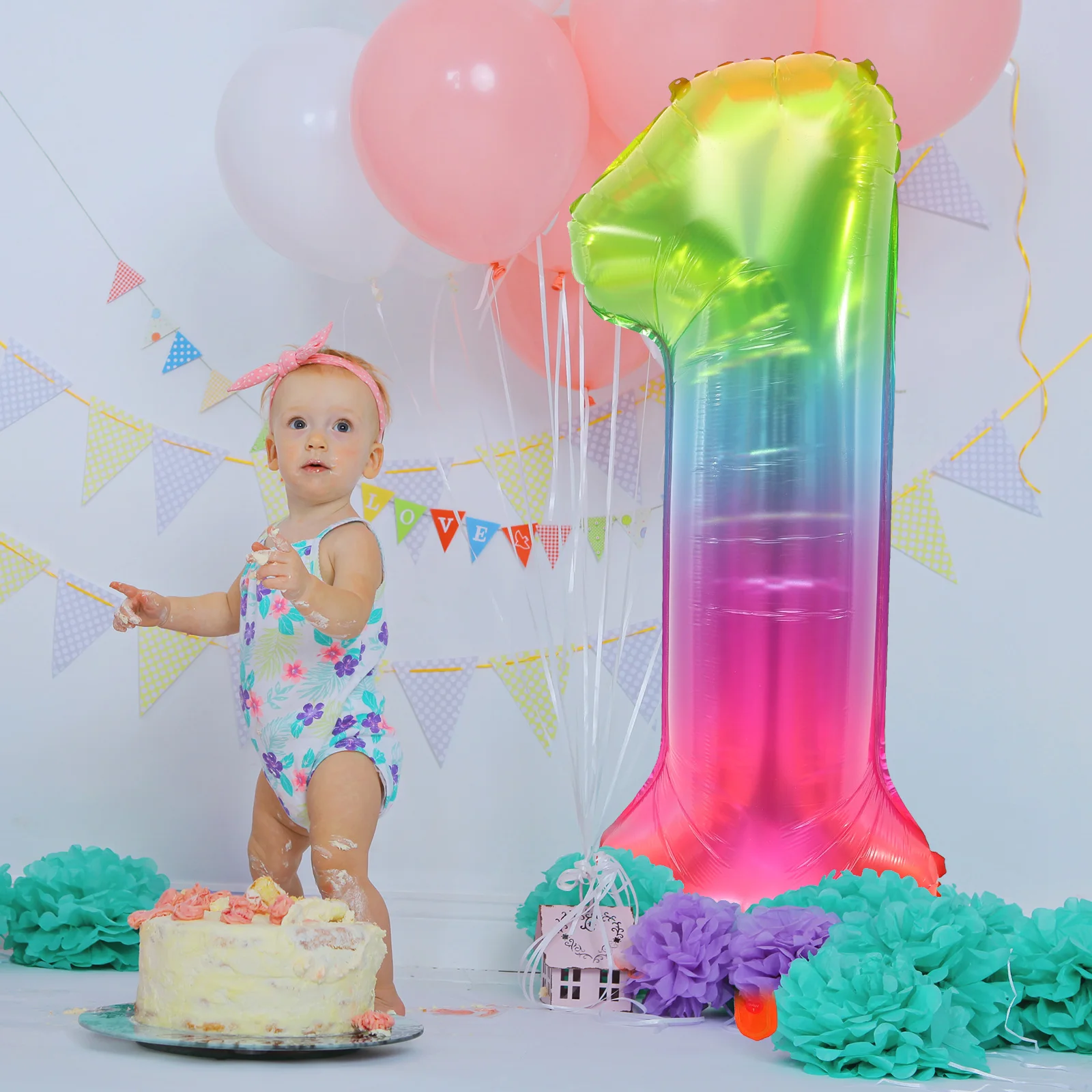 

10Pcs Number Balloons Big Size Translucent Gradient Kids Party Birthday Festivals Aluminum Foil Balloon Supplies Photo Prop