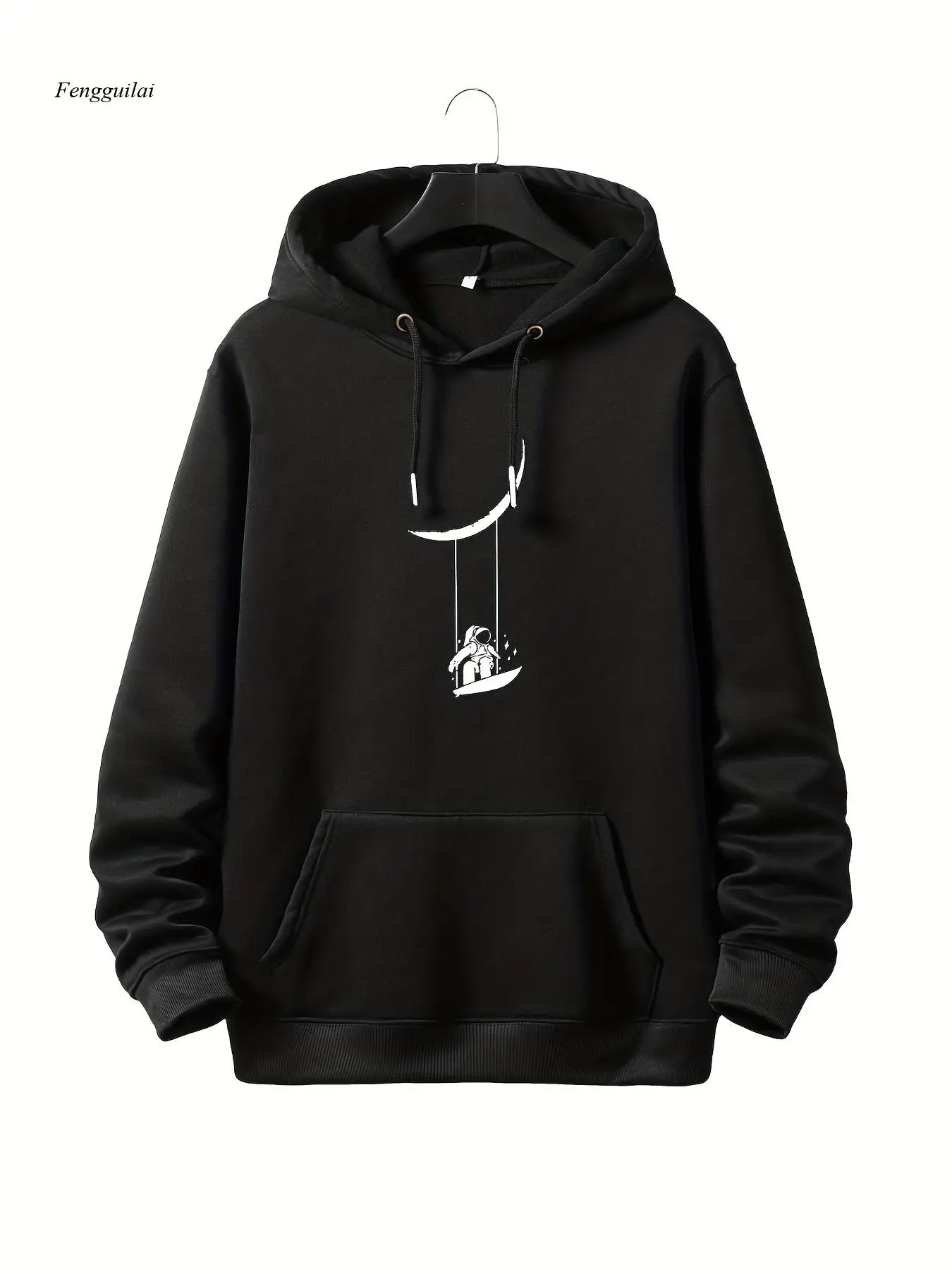 

Повседневная толстовка, мужская толстовка с капюшоном и длинными рукавами с интересным принтом космонавта и шнурком