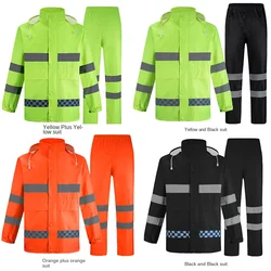 Full Body Anti Rainstorm Split Reflective Raincoat Rain Pants Suit Duty Split Raincoat Property Garden Traffic Adult