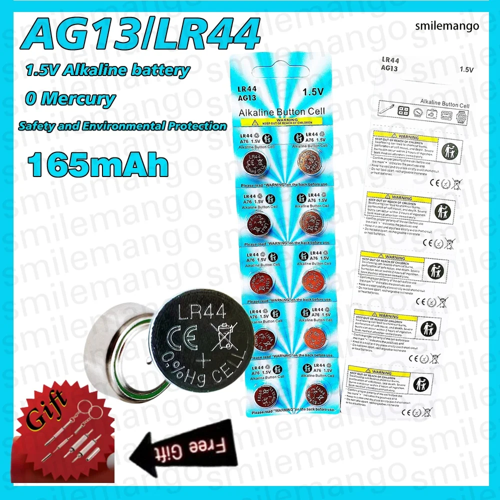 5-50pcs High Capacity LR44 Batteries L1154F AG13 SR44 A76 Premium Alkaline Battery 1.5V Button Coin Cell Battery for Calculator