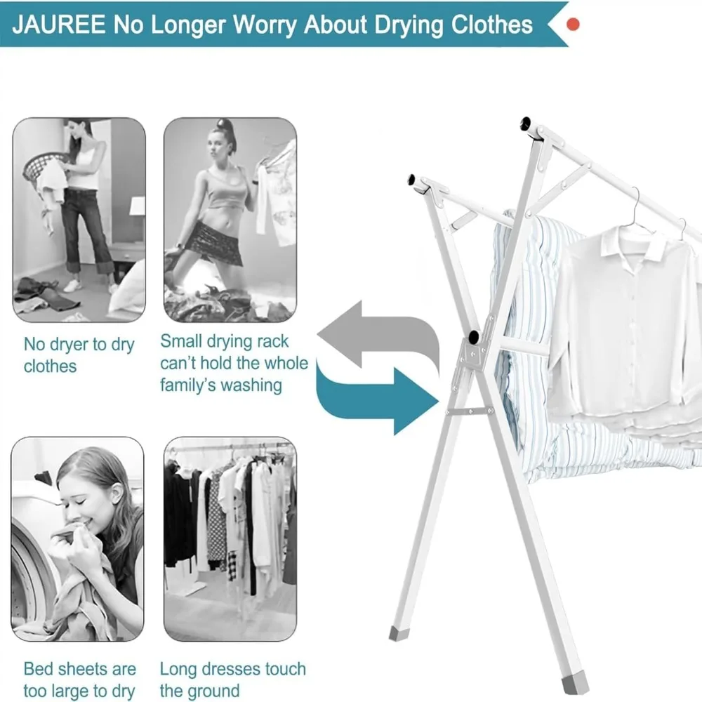 Heavy-Duty Stainless Steel Indoor/Outdoor Clothes Drying Rack, 95 Inches, Folding Laundry Drying Rack for Heavy Use