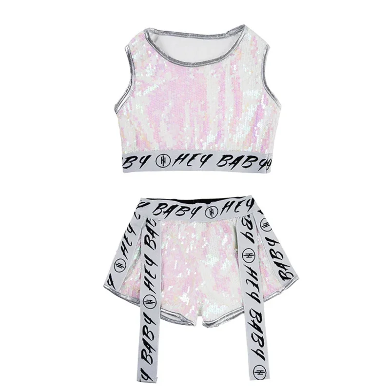 Costume da ballo per bambini Abbigliamento da jazz Ragazze Ragazzo Paillettes Danza hip-hop Jazz Concorsi di danza di strada per bambini Abbigliamento da palcoscenico per spettacoli J