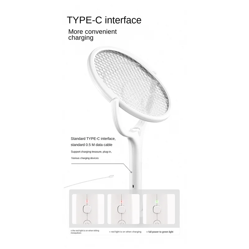 

Electric Fly Swatter Zapper Rotating Head Rechargeable Indoor Zapper Fruit Fly +1PCS Telescopic Extension Wand-AT64