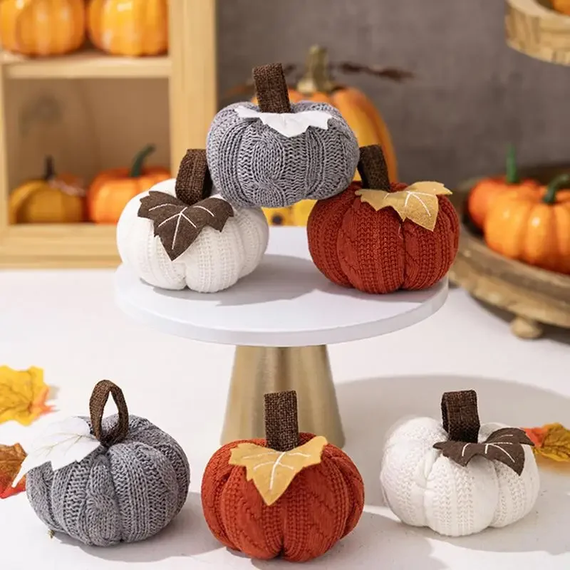 1Pcs home decoration ornaments Thanksgiving Harvest Day knitted pumpkin can be used as ornaments banners banners and flags