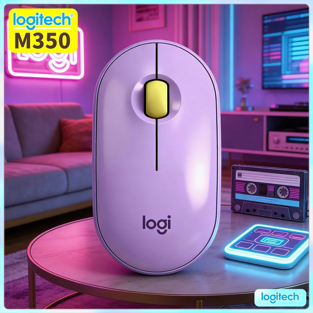 Logitech M350 Pebble Travel Mouse - 77G Light, Silent Operation, USB Receiver, 18-Month Battery, Fits Laptop Bag For