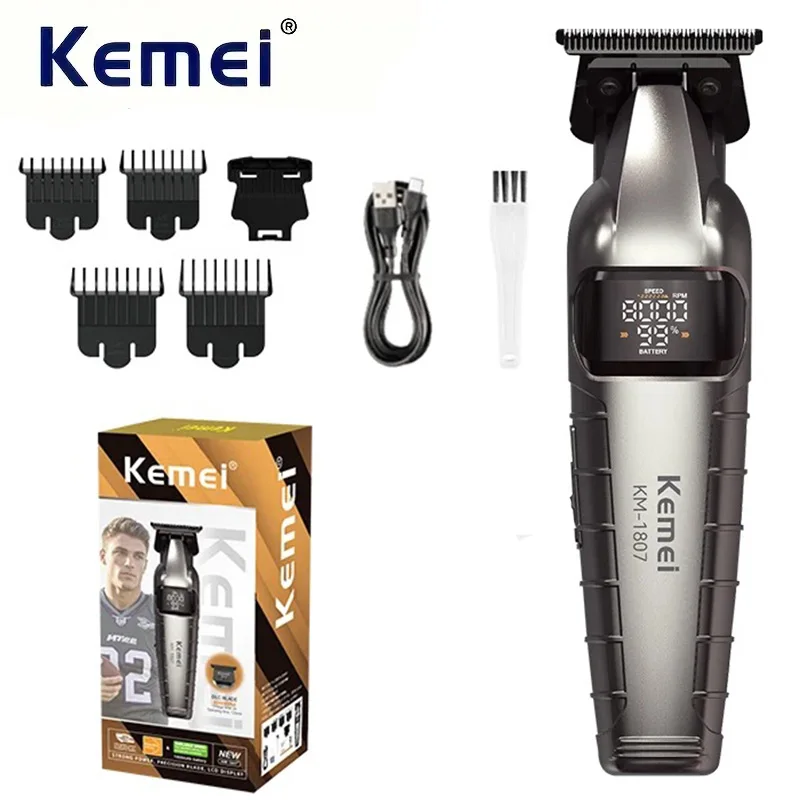 

Профессиональный беспроводной триммер Kemei Zero Gap для мужчин, перезаряжаемая машинка для стрижки волос и бороды, для точной обработки и окантовки