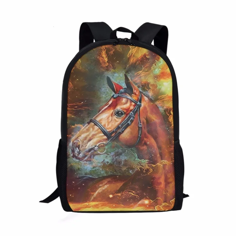 Cool Horse Pattern Print Student School Bag, Space Backpack, PleBag, Travel Bag for Children, Boys and Girls and Teenager, Women and Men