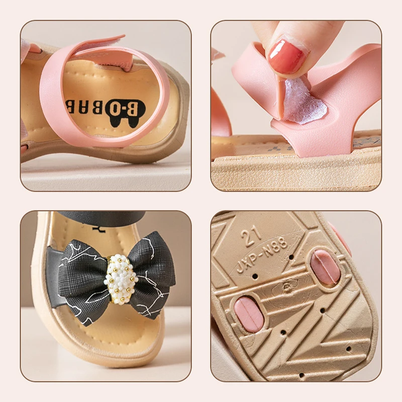 Summer Girl Sandals 3-12 Year Old Kid Bow Fashion Sandals Multicolour Children Non Slip Soft Sole Plastic Beach Shoes