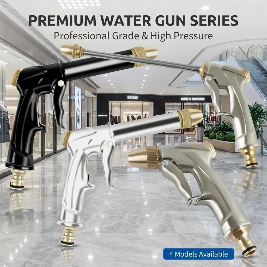 Portable High-pressure Water Gun Adjustable Metal Cleaning Car Wash Machine Garden Watering Hose Nozzle Sprinkler Foam Water Gun