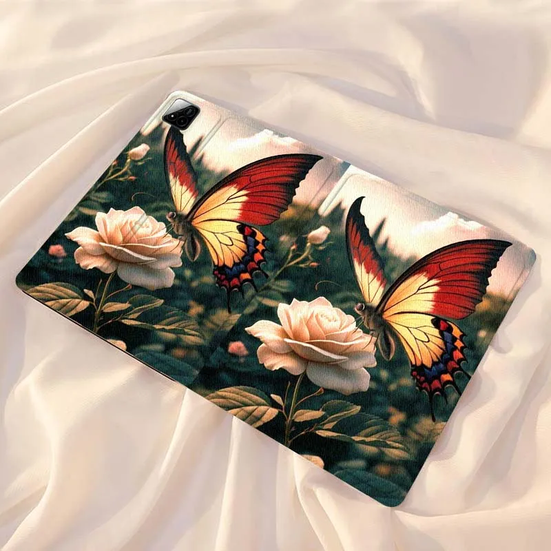 

Red Yellow Butterfly Rose For Xiaomi Redmi Mi Pad 4 5 6 7 8 K SE Mini Pro Plus Max 10.1 11.2 inch Tablet Case