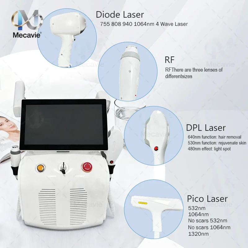 

4-in-1 4000W RF Skin Rejuvenation Diode Laser Machine 755/808/940/1064nm 4-Wave Painless Tattoo Removal And Hair Removal