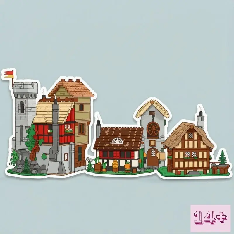 Nouveau Jouet 2026 : Blocs de Construction Place Médiévale, Modèle d'Assemblage Scène de Rue de Village Européen, 3304 pièces