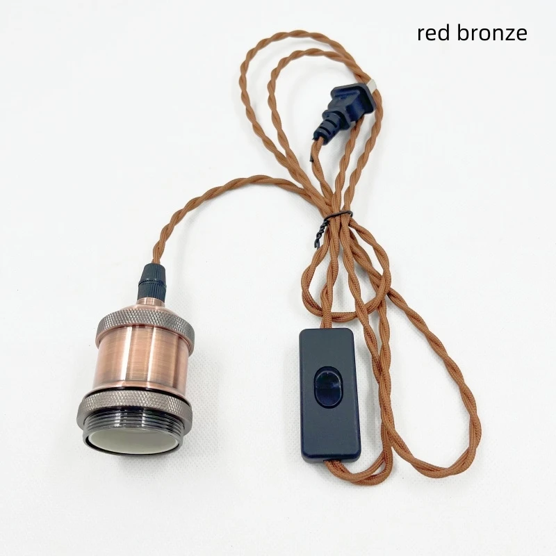 Twists Cable Wire Button Switch Wire Vintage E27 Lamp Cord Handmade Wall-mounted Lampshade for Wall Lamp Ceiling Light Lamp Base
