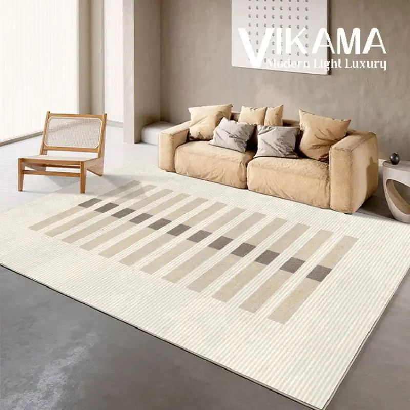 VIKAMA Nordic Abstract Living Room Soft and comfortable plush carpet Premium Grey bedroom sofa Bedside lounge area rug