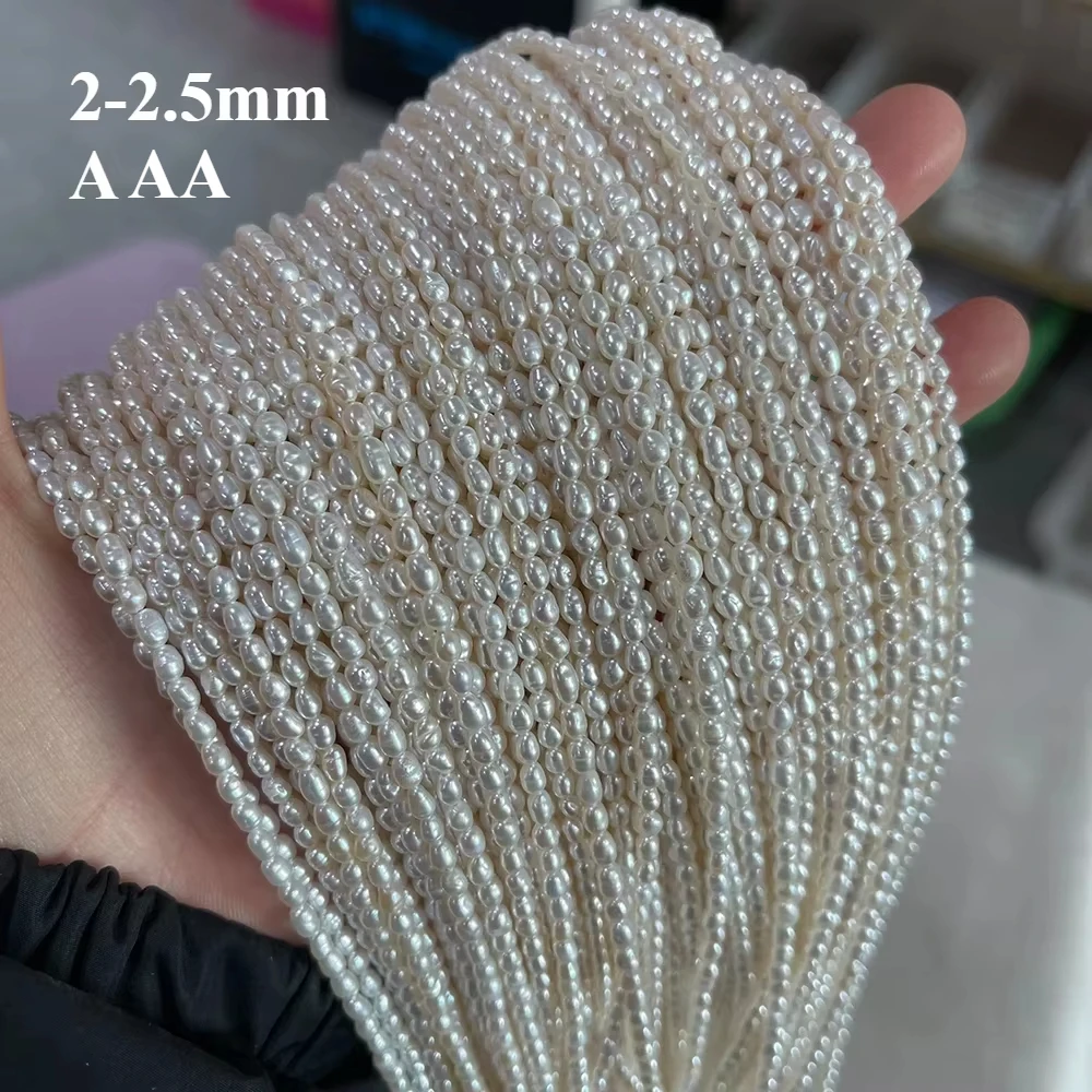 

2-2.5mm AAA 36cm Natural Freshwater White Pearl Rice Shape Bead Gift for Women Jewelry Make DIY Necklace Bracelet Accessories