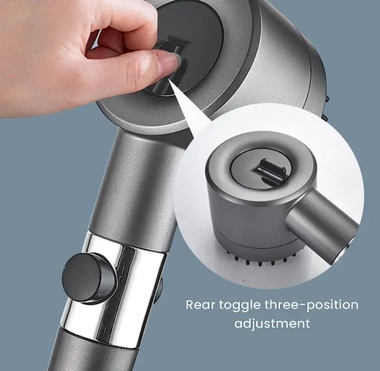 High Pressurized Filter Shower Head 3-mode Adjustable Spray with Massage Brush Rain Faucet Bathroom Accessories
