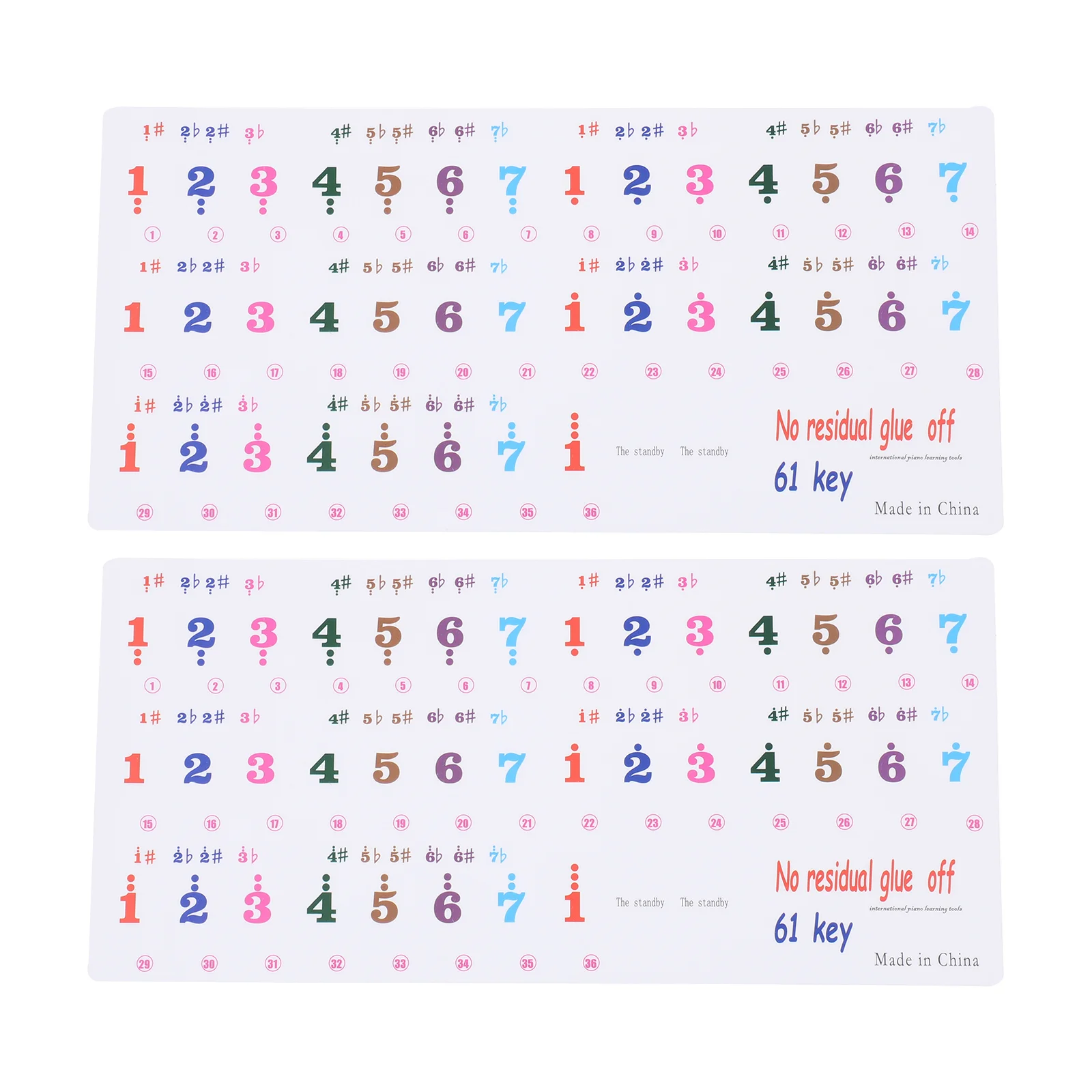 

2 Sheets Piano Keyboard 61 Stickers Beginner Decals Dedicated Music Instrument Supplies