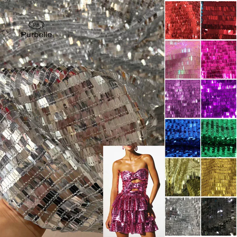 

Silver 3x9mm Small Blade Sequin Fabric Closing Evening Dress Short Skirt Designer Cloth Backpack Shoes Diy Material