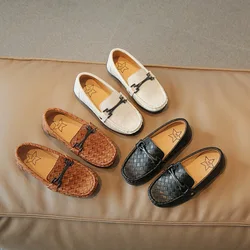 Children Leather Shoes 2025 Spring and Autumn New Boys' Moccasin Shoes British Wind Retro Soft Casual Round-toe for Performance