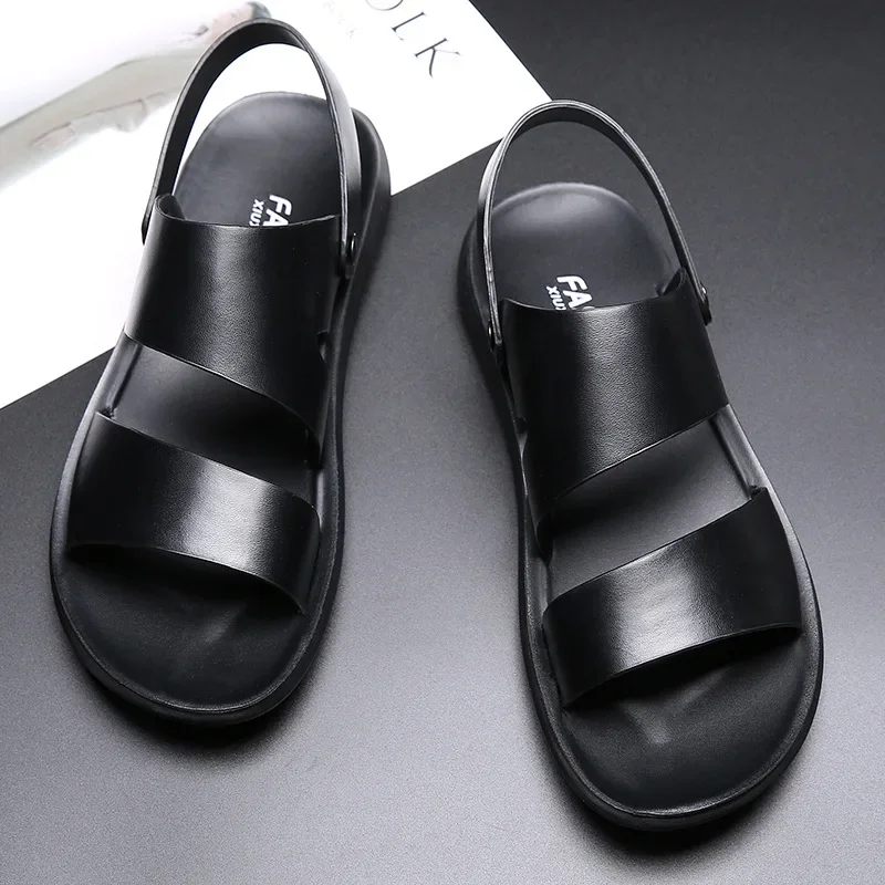 Sandals Men Leather Luxury Brand New Fashion Summer Men Shoes Vintage Flats Casual Non-slip Beach Sandals Men