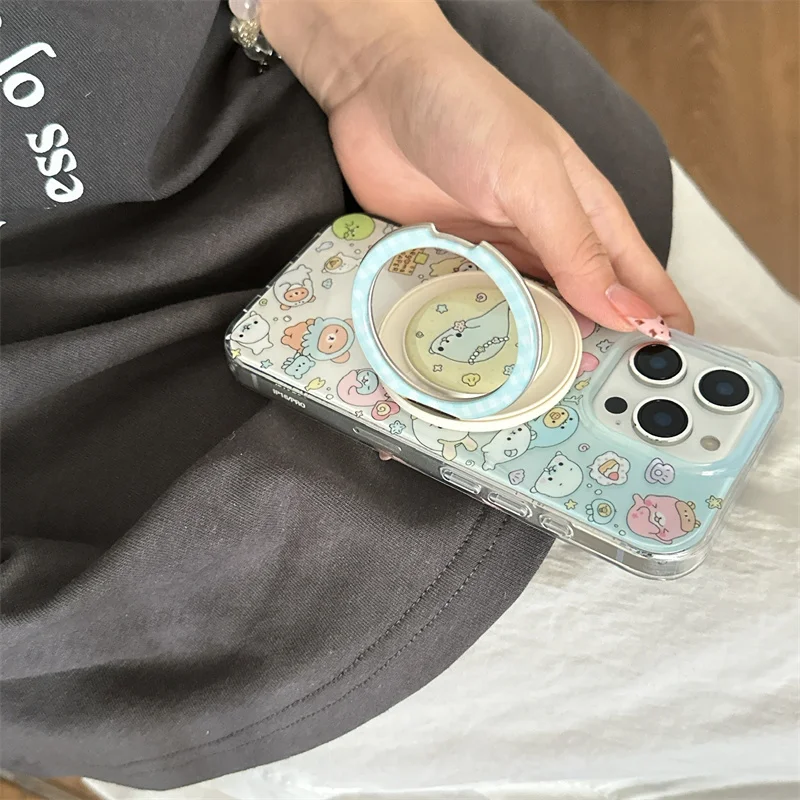 Funny Cute Seal Dolphin Magnetic Phone Case For iPhone 16 Pro 15 14 13 Pro Max Cover with Magsafe Rotate Holder Grip Kawaii Capa - Image 5