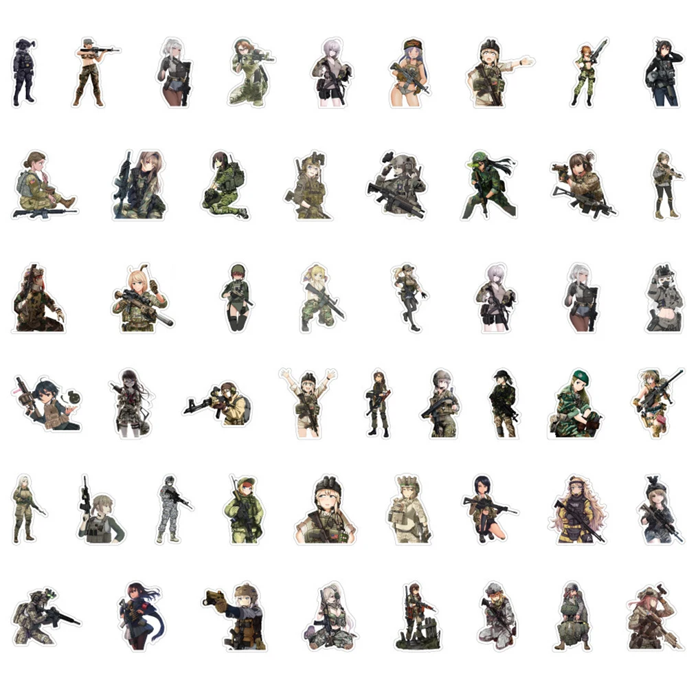 10/30/50PCS Cute Camouflage Female Soldier Stickers Cool Cartoon Graffiti Decals DIY Phone Luggage Car Laptop Sticker Toys Gifts