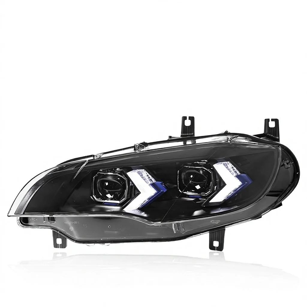 A Pair of Headlights  for  2008-2014 X6 E71  Modification New Arrow-shaped Two-color High Quality LED Daytime Running Light