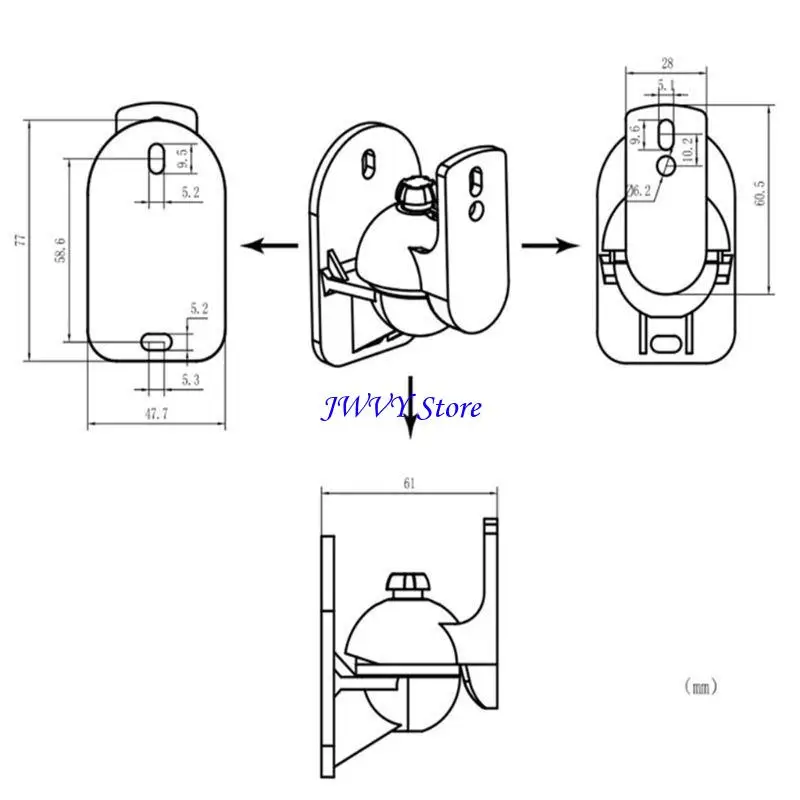 573a 범용 서라운드 작은 위성 천장 스피커 괄호 1 스피커 용 검은 사운드 바 벽 장착 브래킷
