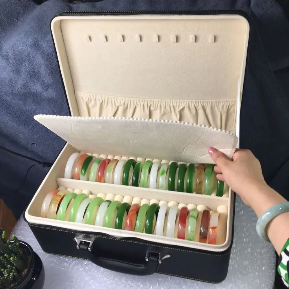 PU Leather Bracelet Display Box Rings Necklace Velvet Inner Jewelry Storage Boxes Holder Organizer Bracelet Carrying Case