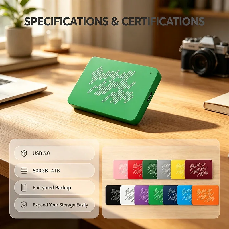 Original A3 Gray/Green/Navy Blue Portable External Hard Drive Large Capacity Storage Disk for Laptop Desktop Notebook Smartphone