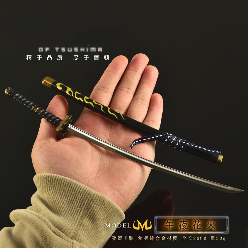 كاماكورا فترة منتصف الليل زهرة سيف ساموراي 26 سنتيمتر جميع المعادن الزخرفية العنصر الدعامة الصبي هدية جمع لعبة السيف تأثيري الدعامة #1