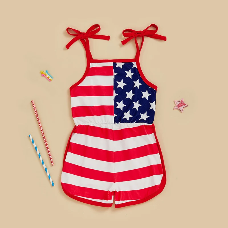 

Комбинезон без рукавов для малышей на 4 июля со звездами и полосками, наряд на День независимости, летняя одежда для маленьких девочек
