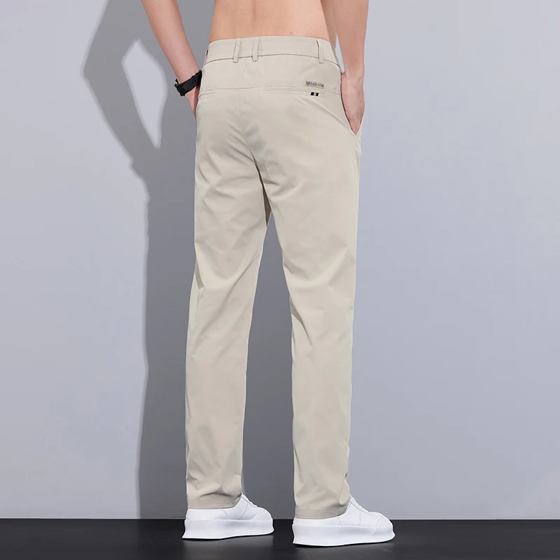 

Men's Ice Silk Elastic Waistband Casual Pants 2026 Summer Lightweight Thin Breathable Long Trousers Business Leisure Style