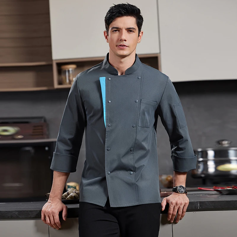 Professional Chef Uniforms Men's Kitchen Jacket Long Sleeve Cook Coat Unisex Cook Clothes Restaurant Hotel Costume Work Wear