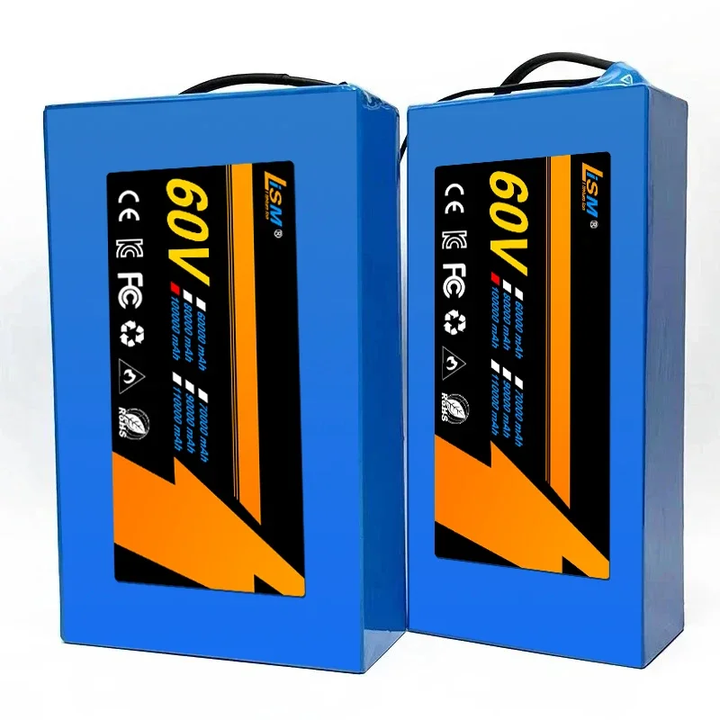 16S6P 60V Rechargeable 2400W Lithium Battery Pack Original 60v for 60V 100Ah for Electric Ebike Bicycle Scooter Spare Batteries