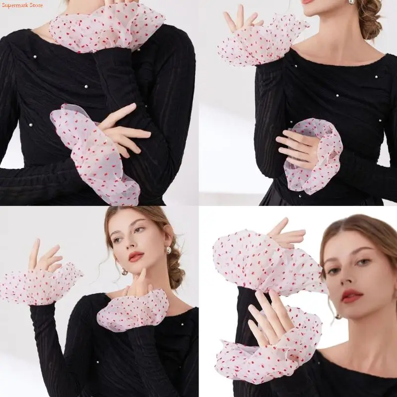 

Q5WE Тюлевые рукава в горошек с манжетами на запястьях, чехол для женского платья, улучшенный свитер