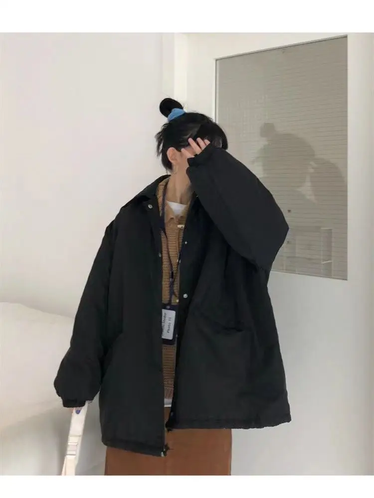 Jaqueta de algodão grosso retrô retrô americano, outono/inverno, Y2K, Harajuku, quente e quente, japonês