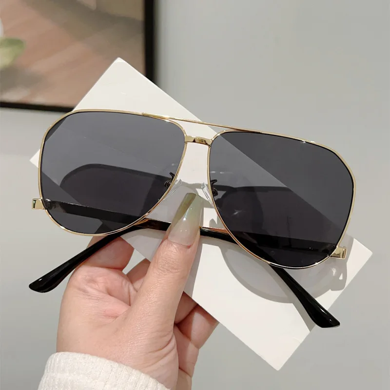 Vintage Oversize Quadratische Piloten-Sonnenbrille für Damen Neue Mode Legierung Farbverlauf Schwarz Sonnenbrille Herren Hip Hop Outdoor-Brille UV400 – Detail 12