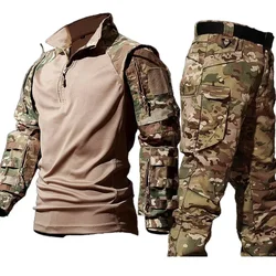 Tactical Shirts Hunting Suits Men Uniform Training Breathable Camo Quick Drying Airsoft Windproof Combat Shirts Wear-resisting