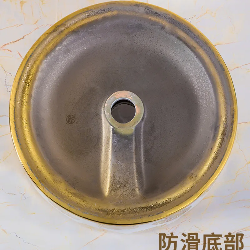Nordic Luxury Bathroom Sinks Gold Wash  Ceramic Wash Basin Hotel ArtToilet Creative Wash Bathroom Sink