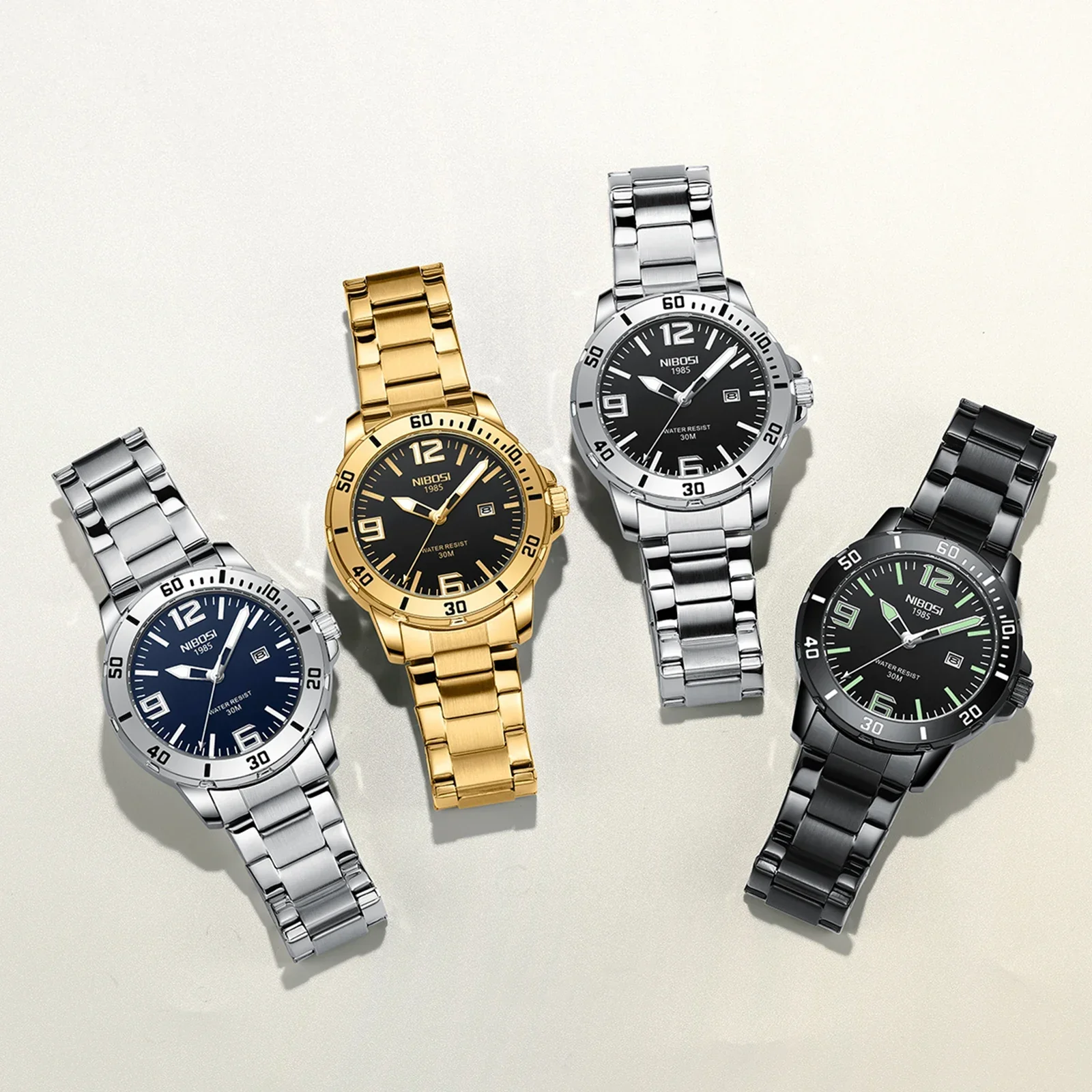 Orologio da uomo con movimento al quarzo analogico NIBOSI con cinturino in acciaio inossidabile orologio da lavoro luminoso di lusso di marca superiore per uomo Relogio