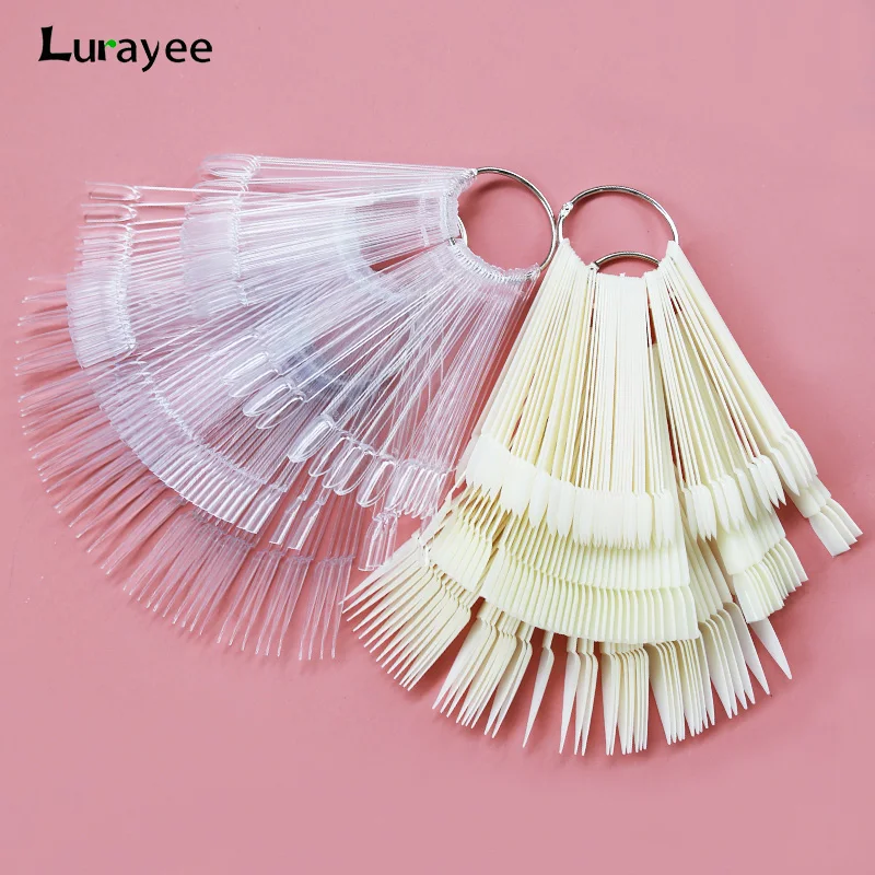 Nail Display Sticks Nail Swatch False Nail Tips Nail Gel Polish Practice Clear Natural Colors Display Board for Nail Art Tools