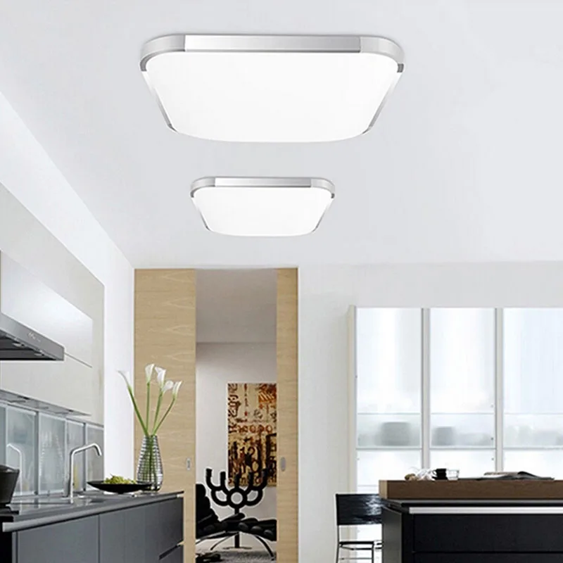 Imagem -02 - Super Fino Acrílico Moderno Led Luz de Teto Moldura de Prata Lâmpadas Interiores Lâmpada Branca Brilhante 110v 220v 24w 36w