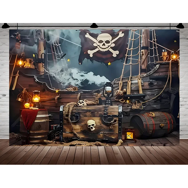 Retro Pirate Treasure Map Backdrop for Photography Nautical Island Background  Birthday Party  Boys Portrait Photo Props DS-11