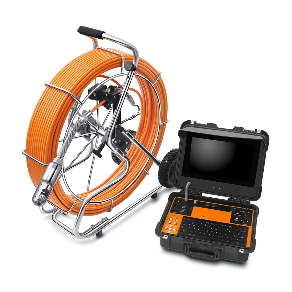 Pipe Inspection Camera System With 50mm Pan & Tilt Camera And 9mm Fiberglass Push Rod Cable