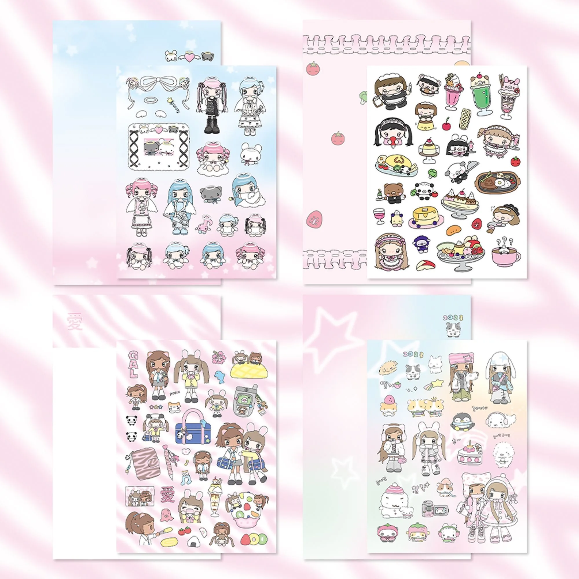 1/4Pcs Korean Pobe Sticker Series 1 Cute Cartoon Alternatives for Girls' Instagram Glue Stickers DIY Journaling Materials