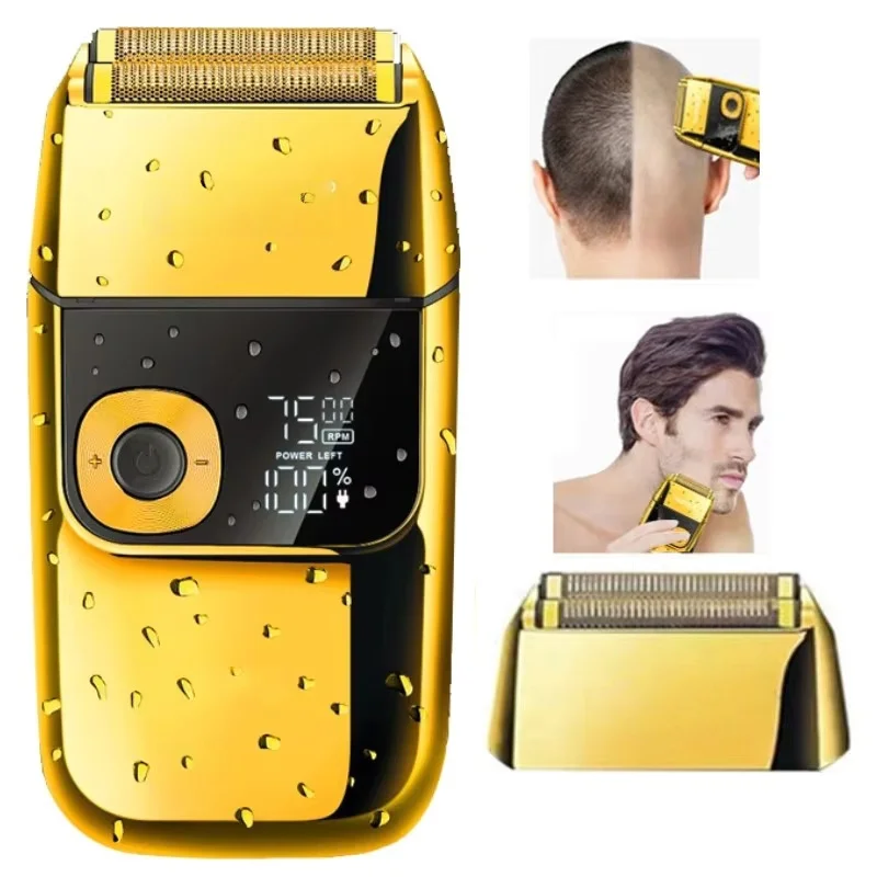 2-in-1電気シェーバー-メンズ電気かみそり-充電式ひげ剃り機-フローティングヘアトリマー-フェイスケアひげ剃り機
